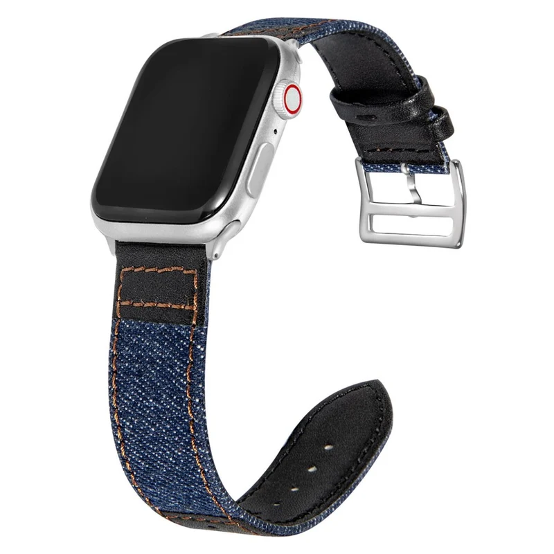 Apple Watch 49mm / 45mm / 44mm / 42mm Denim Fabric Watch Strap - Black+Grey