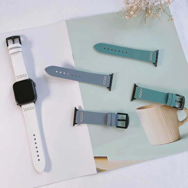 Apple Watch Series 41mm / 40mm / 38mm Cross Stitch Leather Watch Band
