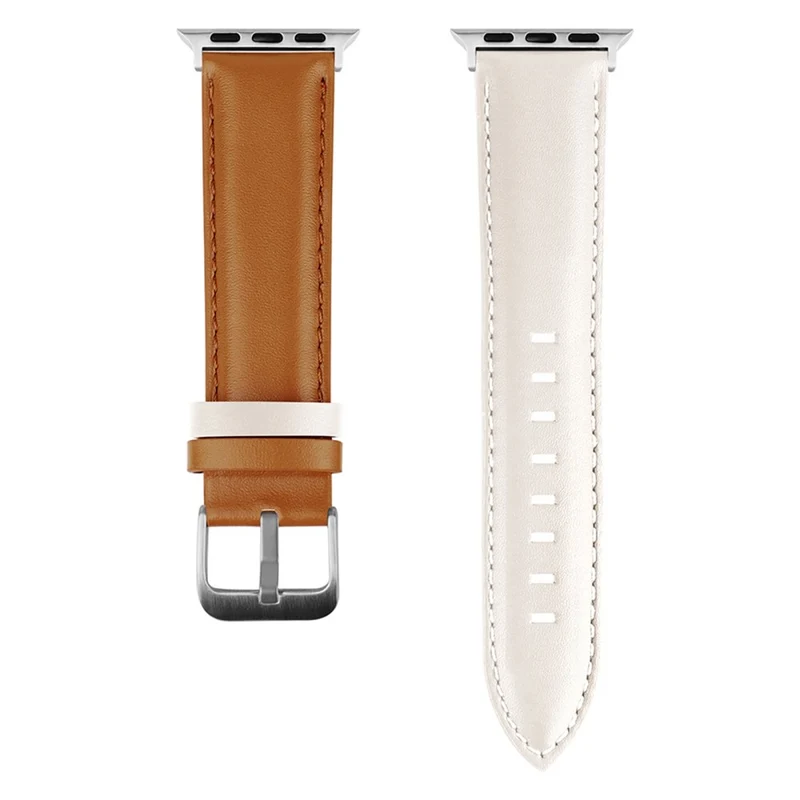 Apple Watch 9 8 7 41mm / SE (2022) SE (2023) SE 6 5 4 40mm / 3 2 1 38mm Band Classic Cow Leather Strap - Red / Green