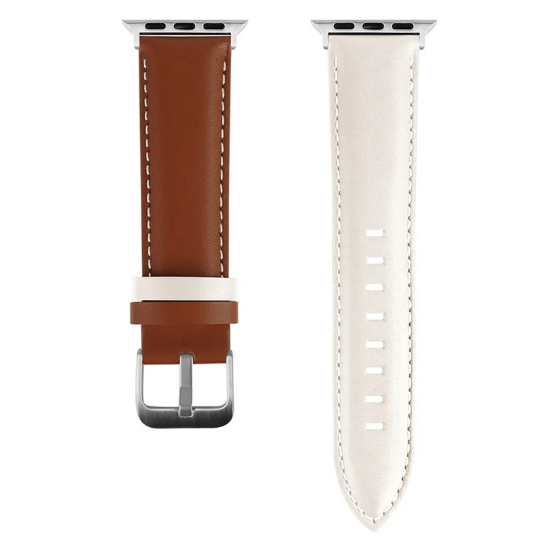 Apple Watch 9 8 7 41mm / SE (2022) SE (2023) SE 6 5 4 40mm / 3 2 1 38mm Band Classic Cow Leather Strap - Red / Green
