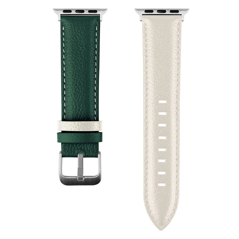 Apple Watch 9 8 7 41mm / SE (2022) SE (2023) SE 6 5 4 40mm / 3 2 1 38mm Band Classic Cow Leather Strap - Red / Green