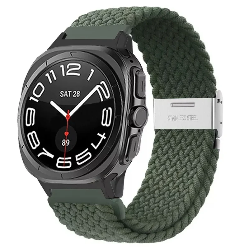 Samsung Galaxy Watch Ultra 2 Geflochtenes Nylonarmband (Olivgrün)