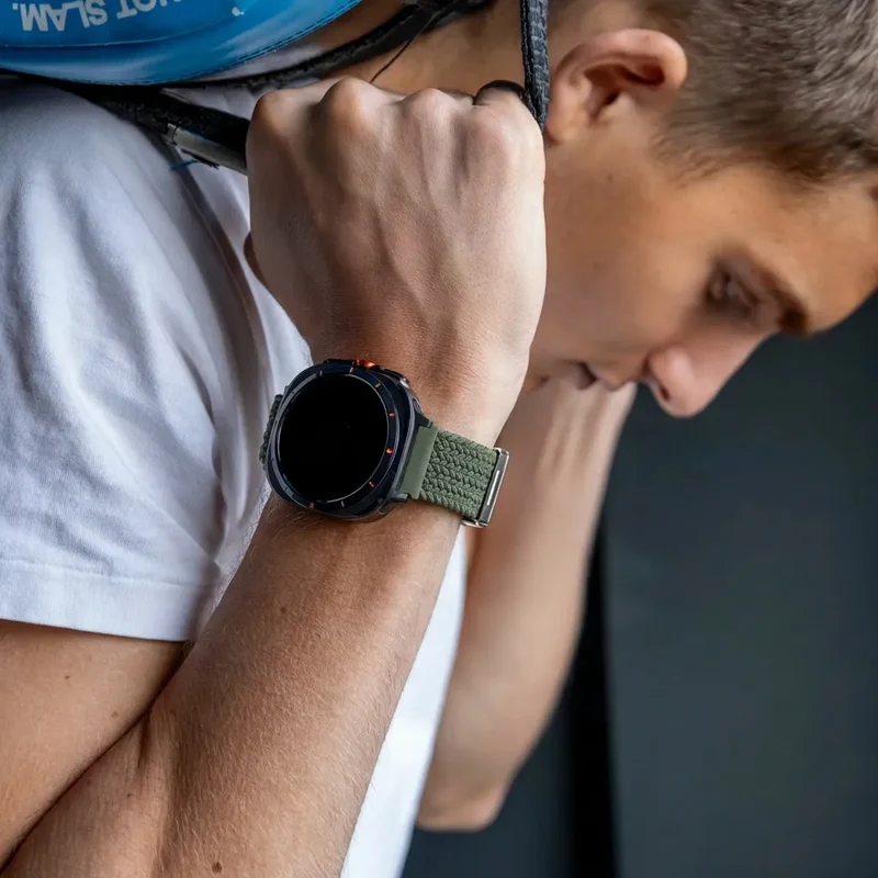 Samsung Galaxy Watch Ultra 2 Geflochtenes Nylonarmband (Olivgrün)