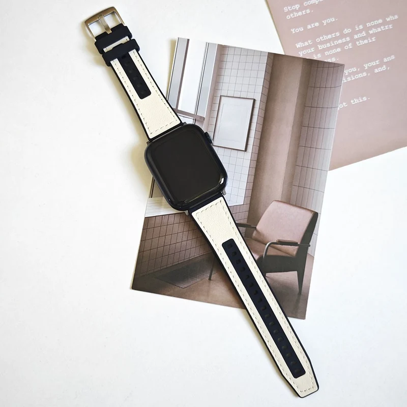 Apple Watch 49mm / 45mm / 44mm / 42mm Watch Bracelet - White+Black