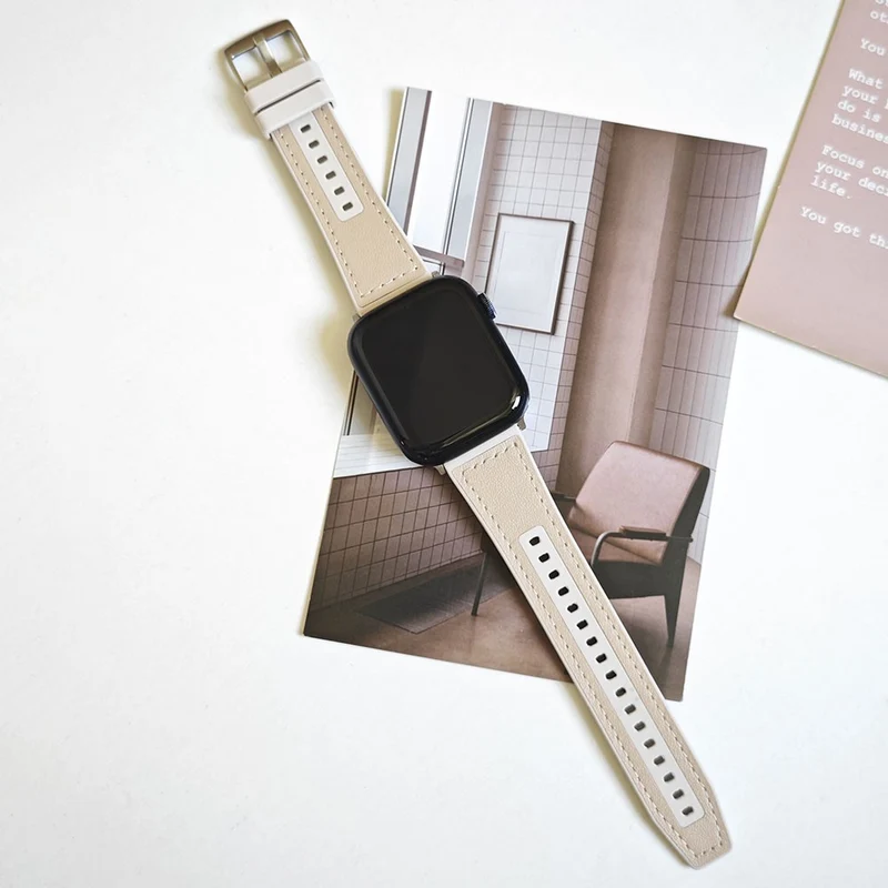 Apple Watch 49mm / 45mm / 44mm / 42mm Watch Bracelet - White+Black