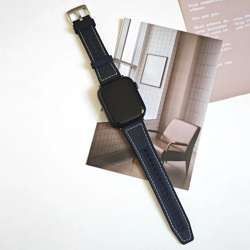 Apple Watch 49mm / 45mm / 44mm / 42mm Watch Bracelet - White+Black