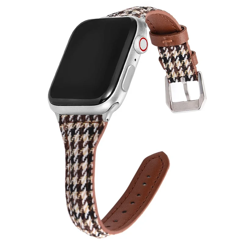 Apple Watch 49mm / 45mm / 44mm / 42mm Cow Leather and Fabric Watch Strap - Style A