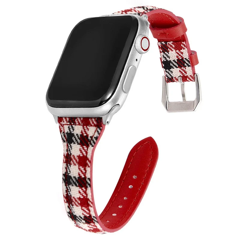 Apple Watch 49mm / 45mm / 44mm / 42mm Cow Leather and Fabric Watch Strap - Style A