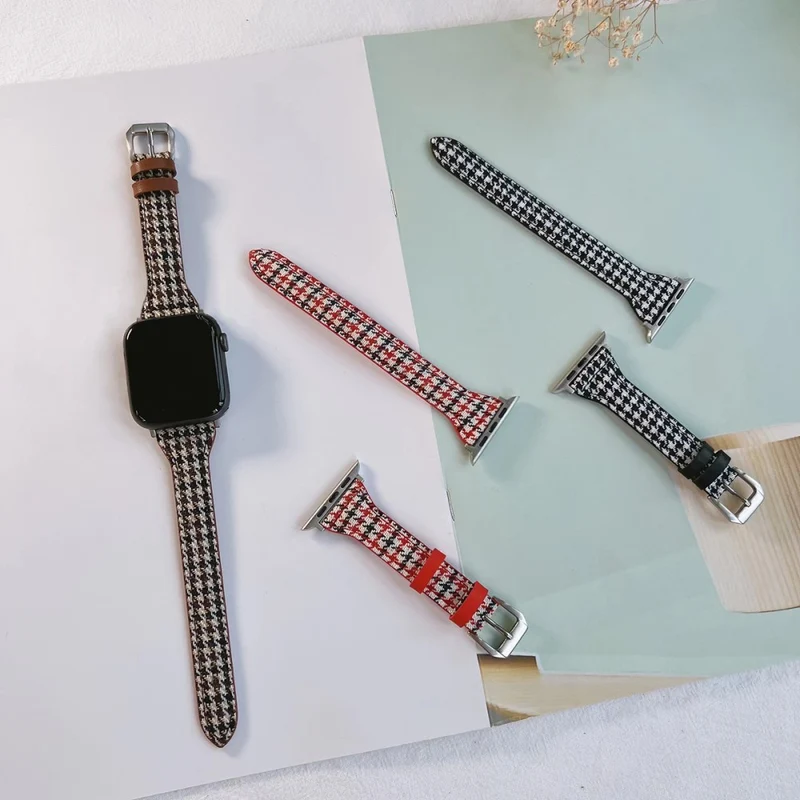 Apple Watch 49mm / 45mm / 44mm / 42mm Cow Leather and Fabric Watch Strap - Style A