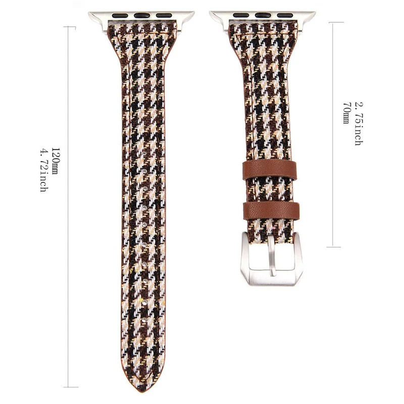 Apple Watch 49mm / 45mm / 44mm / 42mm Cow Leather and Fabric Watch Strap - Style A