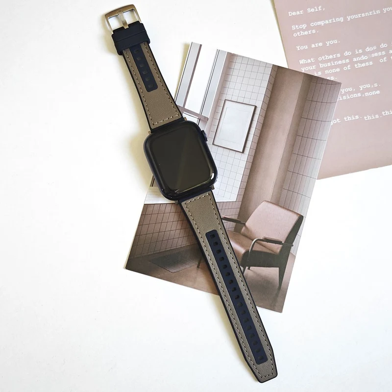 Apple Watch Series 41mm / 40mm / 38mm Watch Strap Sport Style Band - White+Black