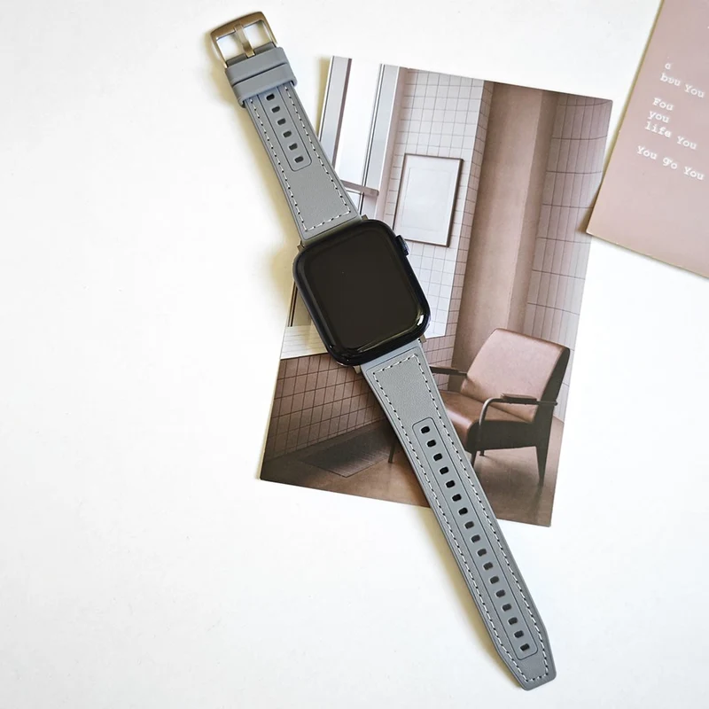 Apple Watch Series 41mm / 40mm / 38mm Watch Strap Sport Style Band - White+Black
