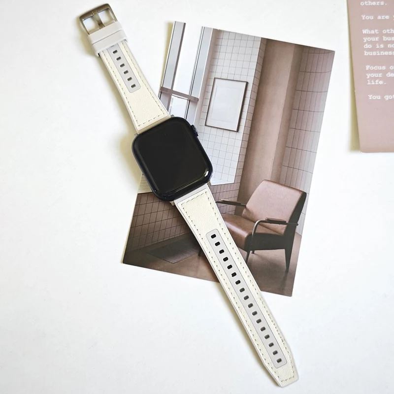 Apple Watch Series 41mm / 40mm / 38mm Watch Strap Sport Style Band - White+Black