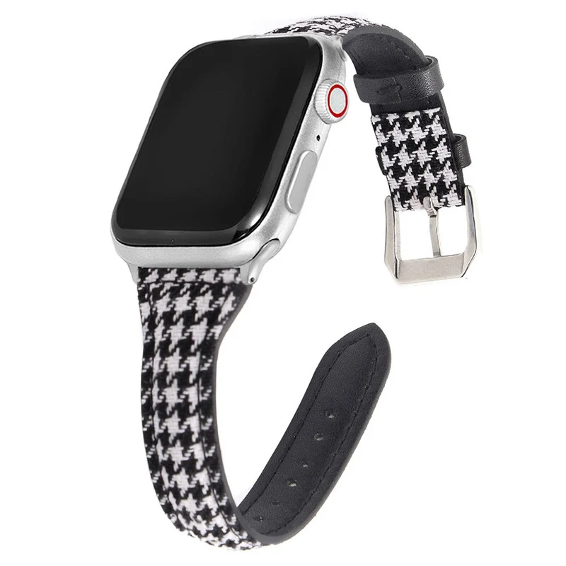 Apple Watch Series 41mm / 40mm / 38mm Cow Leather and Fabric Watch Band - Style A