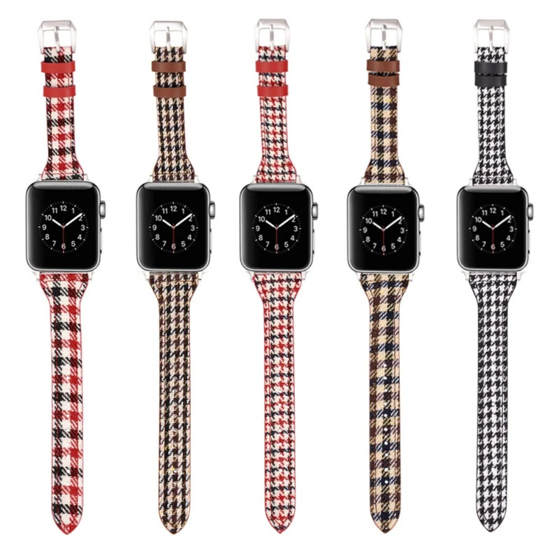 Apple Watch Series 41mm / 40mm / 38mm Cow Leather and Fabric Watch Band - Style A