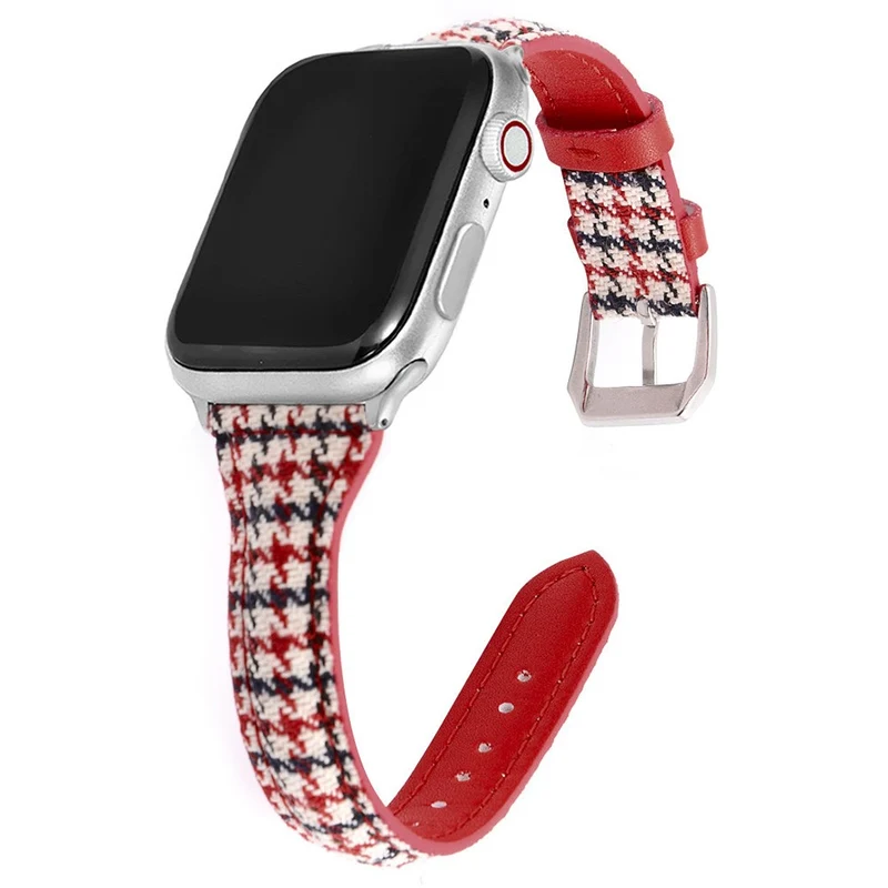 Apple Watch Series 41mm / 40mm / 38mm Cow Leather and Fabric Watch Band - Style A