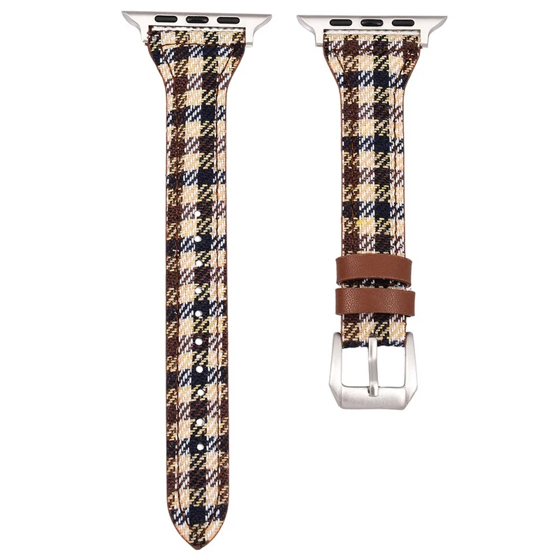 Apple Watch Series 41mm / 40mm / 38mm Cow Leather and Fabric Watch Band - Style A