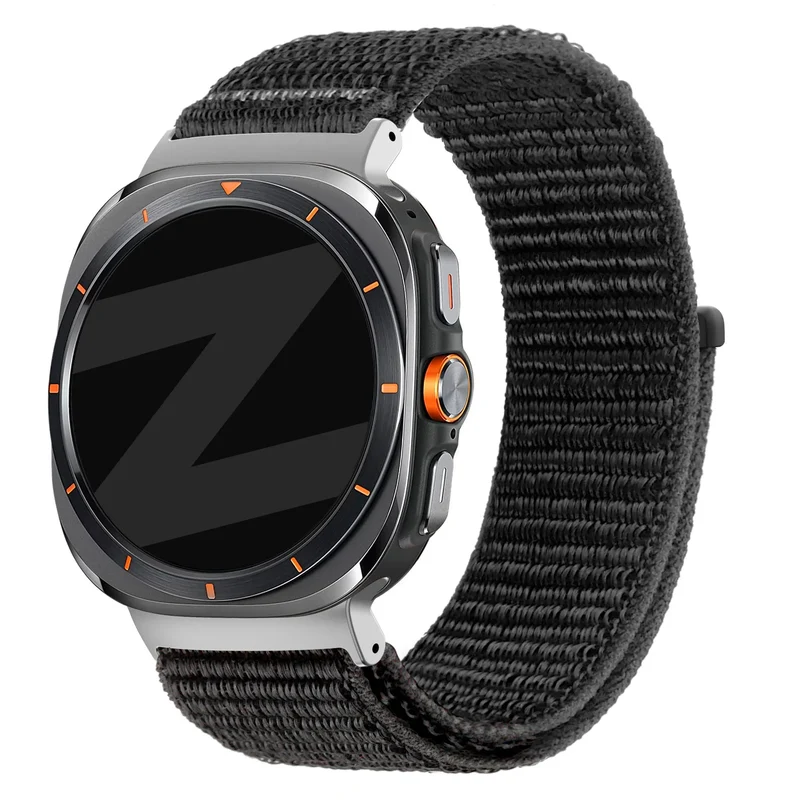 Bandz Samsung Galaxy Watch Ultra 2 Nylon Loop Armband (Schwarz)