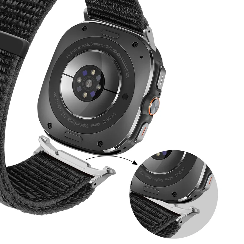 Bandz Samsung Galaxy Watch Ultra 2 Nylon Loop Armband (Schwarz)