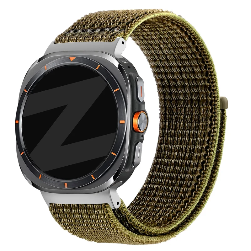 Bandz Samsung Galaxy Watch Ultra 2 Nylon Loop Armband (Olivgrün)