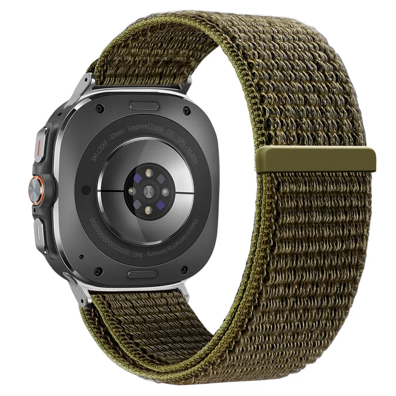 Bandz Samsung Galaxy Watch Ultra 2 Nylon Loop Armband (Olivgrün)