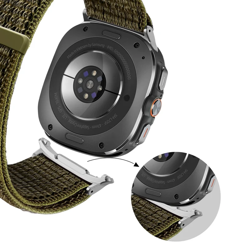 Bandz Samsung Galaxy Watch Ultra 2 Nylon Loop Armband (Olivgrün)