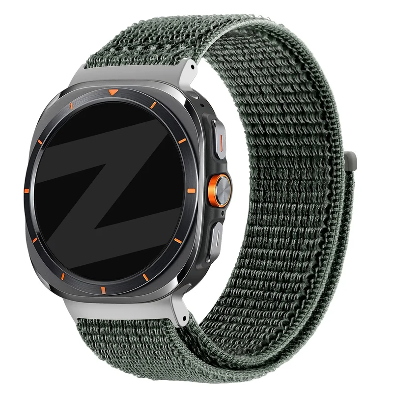Bandz Samsung Galaxy Watch Ultra 2 Nylon Loop Armband (Grau/Grün)