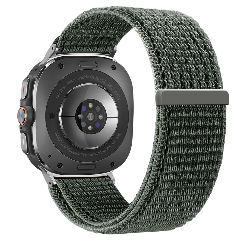 Bandz Samsung Galaxy Watch Ultra 2 Nylon Loop Armband (Grau/Grün)