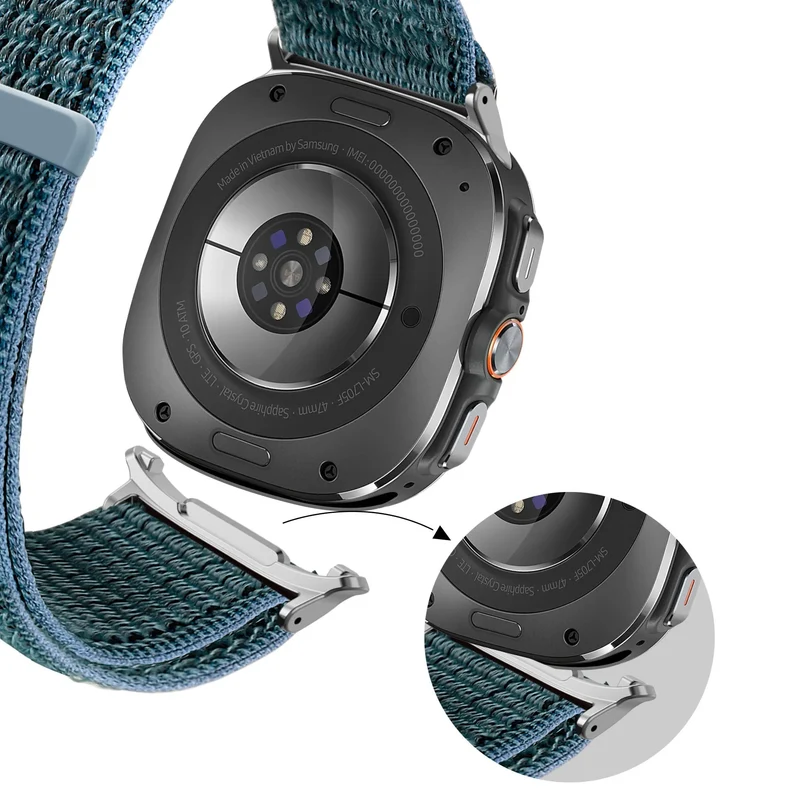 Bandz Samsung Galaxy Watch Ultra 2 Nylon Loop Armband (Blau-Grün)