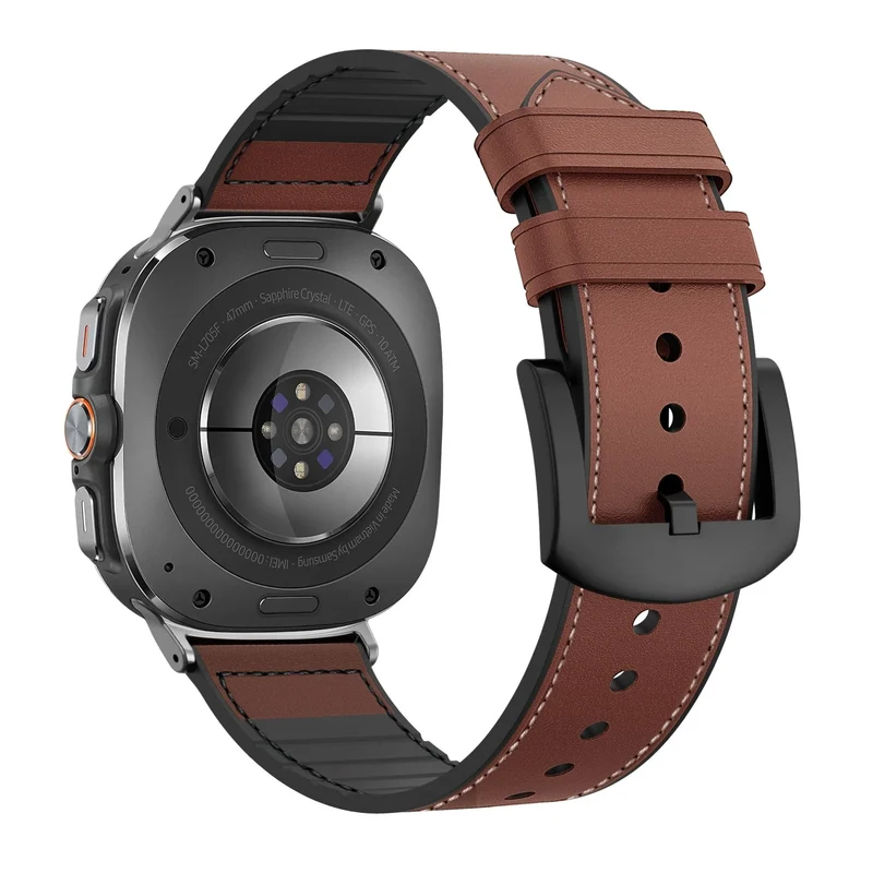 Bandz Samsung Galaxy Watch Ultra 2 Hybrid Lederarmband mit Schnalle (Braun)