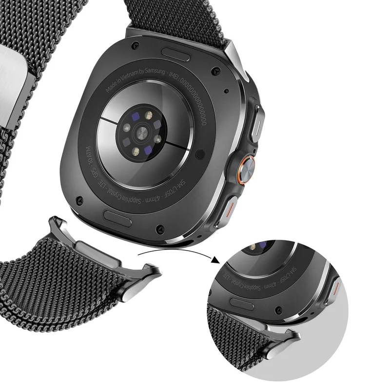 Bandz Samsung Galaxy Watch Ultra 2 Milanese Loop Armband (Schwarz)