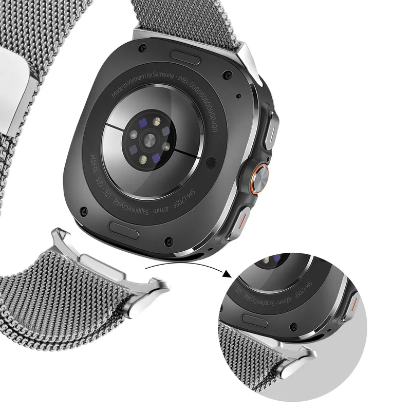 Bandz Samsung Galaxy Watch Ultra 2 Milanese Loop Armband (Silber)