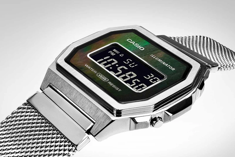 Casio Vintage A1000M-1BEF Uhr • Kultiges Retro-Design • Perlmutt-Zifferblatt