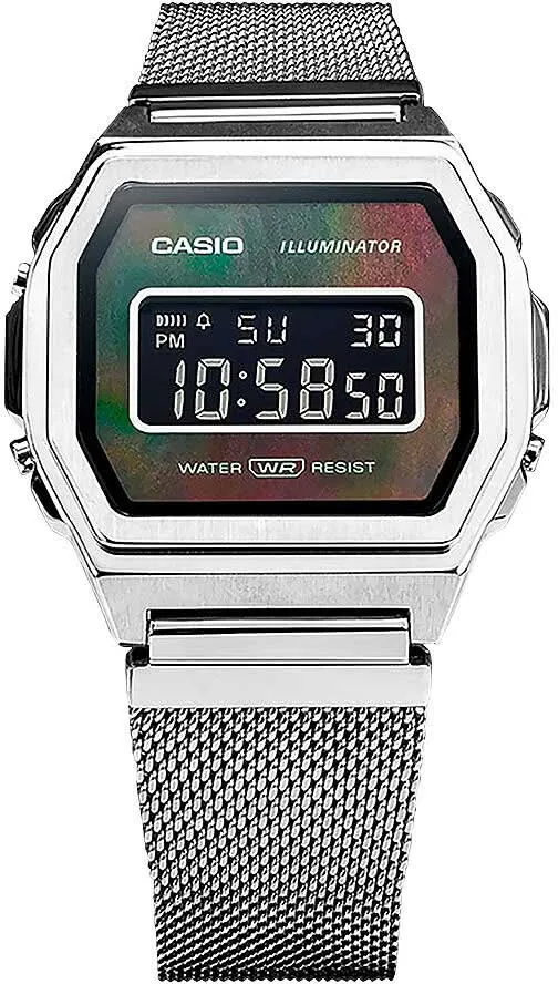 Casio Vintage A1000M-1BEF Uhr • Kultiges Retro-Design • Perlmutt-Zifferblatt