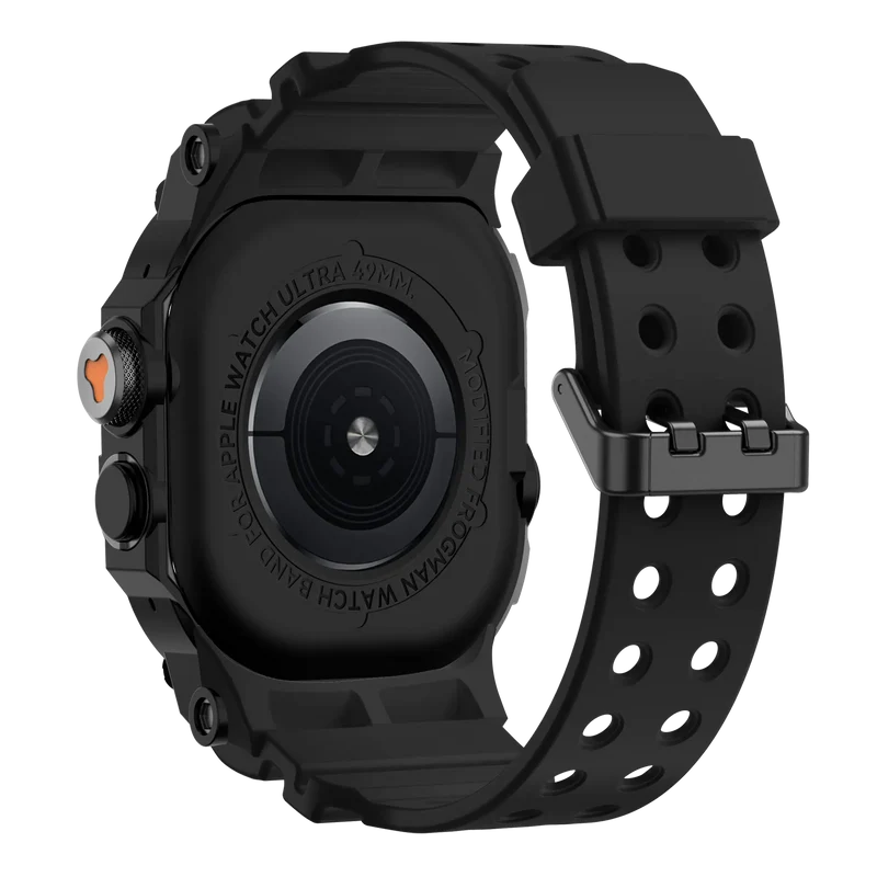Bandz Apple Watch Ultra TPU Armband mit Case (Schwarz mit Schwarz)