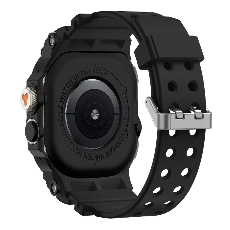 Bandz Apple Watch Ultra TPU Armband mit Case (Schwarz mit Titan)
