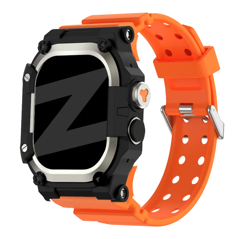 Bandz Apple Watch Ultra TPU Armband mit Case (Orange/Titan)