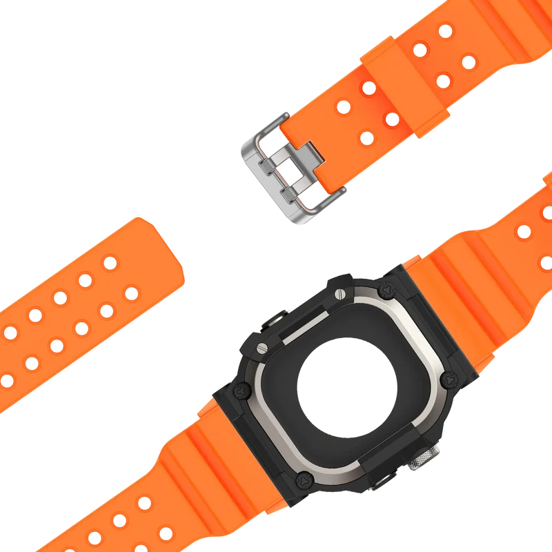 Bandz Apple Watch Ultra TPU Armband mit Case (Orange/Titan)