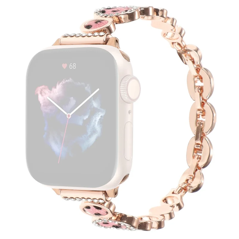 Leopard Print Band Apple Watch 49mm / 45mm / 44mm / 42mmm Metal Strap - Rose Gold