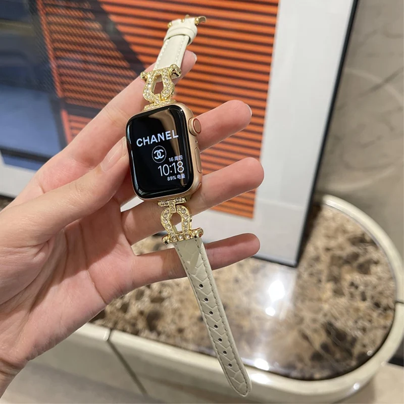 Apple Watch 49mm / 45mm / 44mm / 42mm Cowhide Leather Band - Green / Gold Buckle