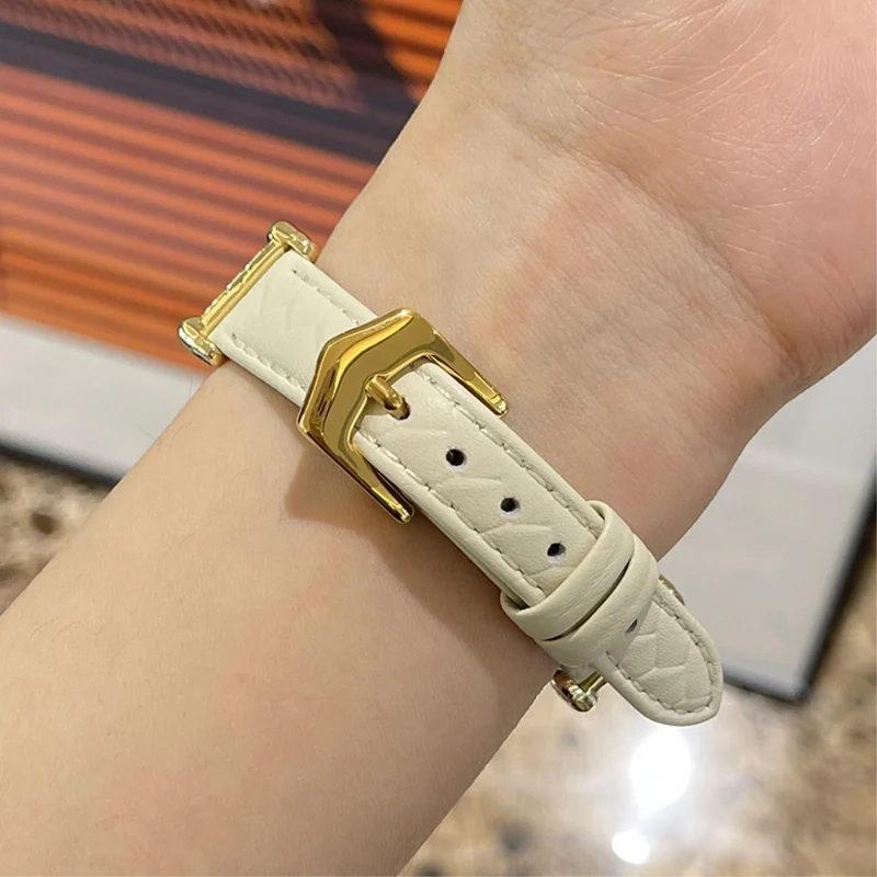 Apple Watch 49mm / 45mm / 44mm / 42mm Cowhide Leather Band - Green / Gold Buckle