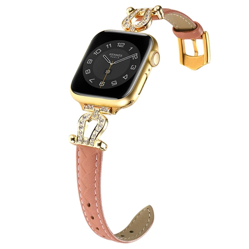 Apple Watch 49mm / 45mm / 44mm / 42mm Cowhide Leather Band - Green / Gold Buckle