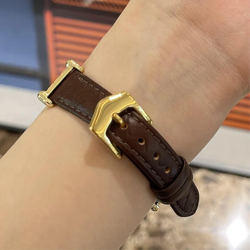 Apple Watch 49mm / 45mm / 44mm / 42mm Cowhide Leather Band - Green / Gold Buckle