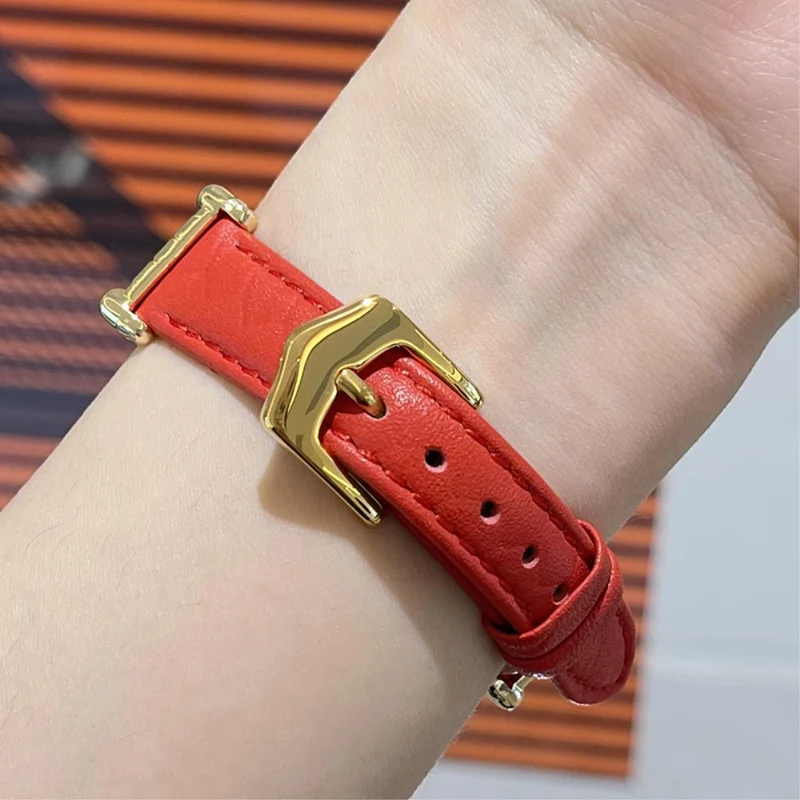 Apple Watch 49mm / 45mm / 44mm / 42mm Cowhide Leather Band - Green / Gold Buckle
