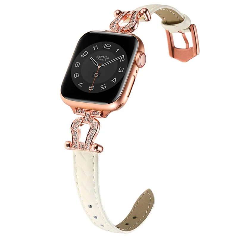 Apple Watch 49mm / 45mm / 44mm / 42mm Cowhide Leather Band - Green / Gold Buckle