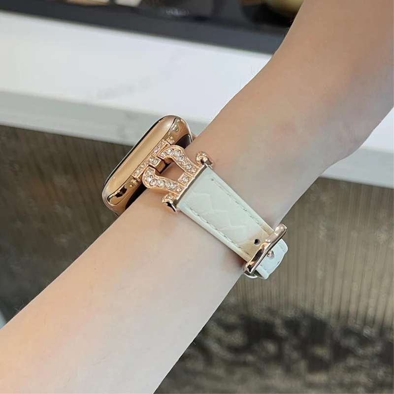 Apple Watch 49mm / 45mm / 44mm / 42mm Cowhide Leather Band - Green / Gold Buckle