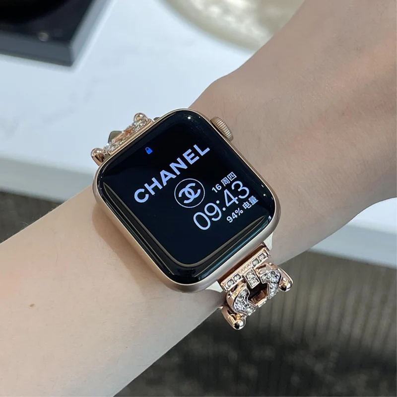 Apple Watch 49mm / 45mm / 44mm / 42mm Cowhide Leather Band - Green / Gold Buckle
