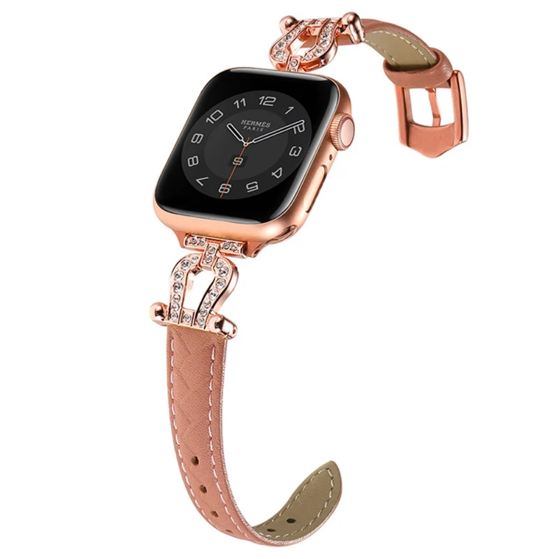 Apple Watch 49mm / 45mm / 44mm / 42mm Cowhide Leather Band - Green / Gold Buckle