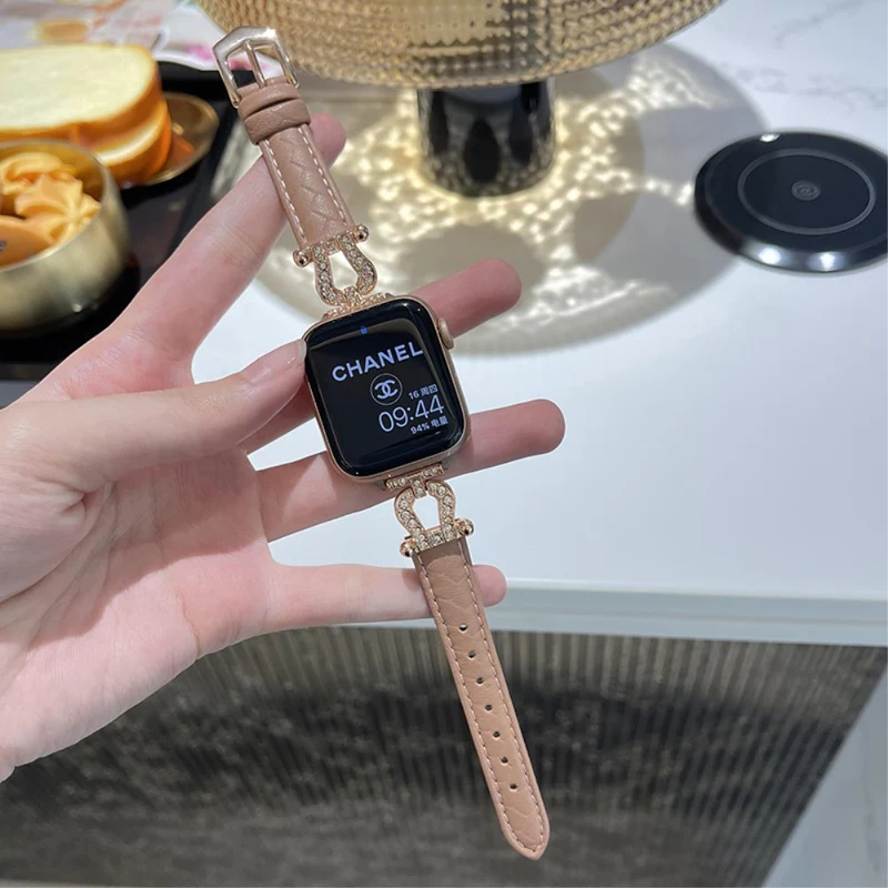 Apple Watch 49mm / 45mm / 44mm / 42mm Cowhide Leather Band - Green / Gold Buckle