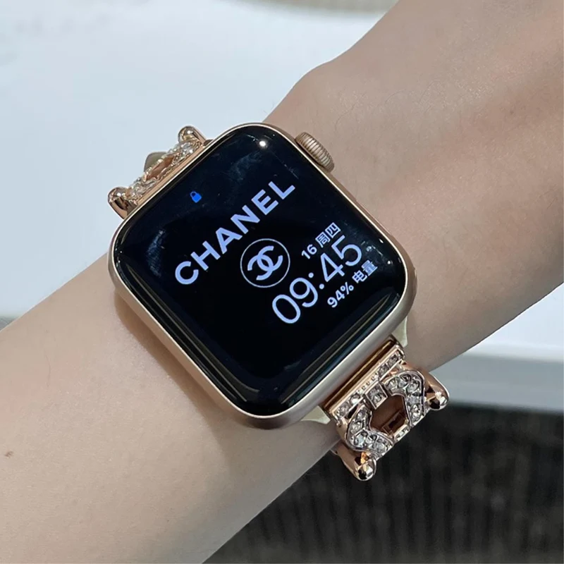 Apple Watch 49mm / 45mm / 44mm / 42mm Cowhide Leather Band - Green / Gold Buckle